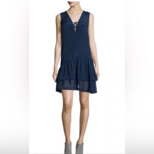 Zadig and Voltaire Rory dress navy Al-line asymmetric grommet S